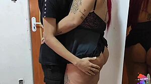 Oh yeah, giving titjob to young guy with tasty cumshot, but hubby was listening in next room!