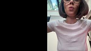 Cute latina teacher shoves dildo deep in shaved wet pussy roughly