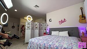 Gorgeous redhead bbw milf april flores enjoys her behind-the-scenes moments