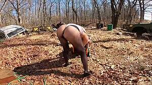 Whoa, check out this RV camping vibe with thong leotard and pantyhose fun! 😏