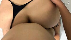 Cumshot on her big latina ass after doggystyle pounding 😏