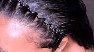 Sexy ebony teen sucks big black cock before bathroom fucking