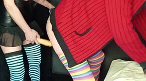 Teasing my boyfriend's ass with a strapon until he takes it deep and ends up fully engaged