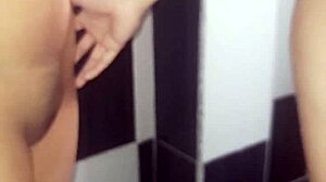 My girlfriend makes me come in bathroom with her squirting blowjob