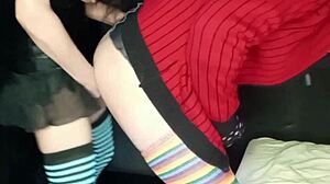 Teasing my boyfriend's ass with a strapon until he takes it deep and ends up fully engaged