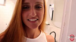 My wife left, so I got her busty redhead best friend to deepthroat me until I came in her slutty mouth. Will she tell?