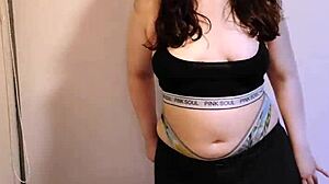 Hey, why don't you spread that nasty asshole wider for me, cute tubby babe?