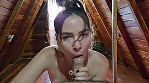 My Mouth Filled With Cum After Sucking Cock In Airbnb Cabin?