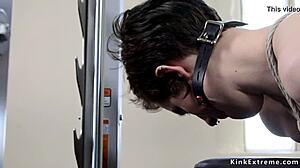 This busty babe gets hogtied in the gym for hardcore bondage punishment. She endures choking, gagging, and rough toy play as her master dominates with pain.