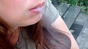 Hey, check out my wife smoking a cigarette.