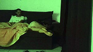 Amateur milf housewife divides sofa with not son in intriguing bareback doggystyle session on workout shorts