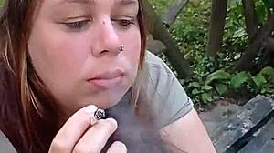 Hey, check out my wife smoking a cigarette.