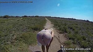 Flashing Naked Under Transparent Dress Blonde Milf Outdoor