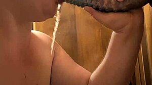 bbw gets blindfolded and starts gagging with puking on monster dildo for 15 minutes