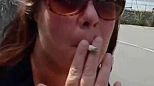 Hey, check out my wife smoking a cigarette.