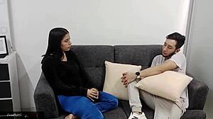 Young horny girl offers blowjob and pussy for licking and penetration.