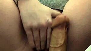 pussy gets stretched out by monster cock and brunette toys in intense fucking