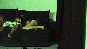 Amateur milf housewife divides sofa with not son in intriguing bareback doggystyle session on workout shorts