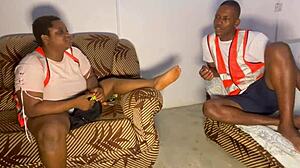 Having an intense chat with my co-worker about key topics