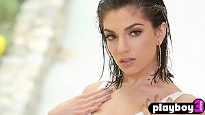 Check out my natural big tits and that perfect bubble butt, says sexy brunette Darcie Dolce.