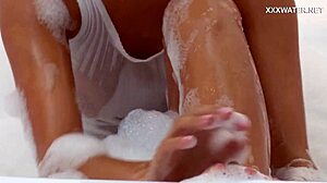 Russian horny slut Sima Zadilo gets wild and wet in the bathtub