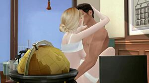 My boss engages in romantic office sex with my cheating wife in erotic housewife fantasy.