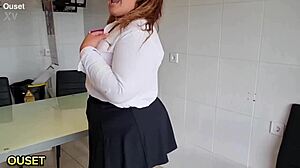 Blonde Schoolgirl with Huge Ass Gets Bent Over and Fucked Hard by Math Teacher in Miniskirt