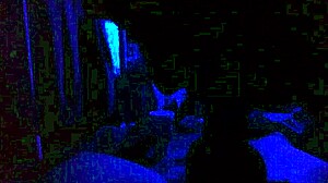 Intense cock sucking session in blue room with ebony performer