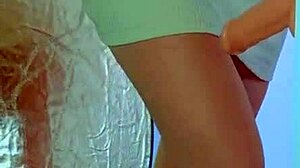 College Desi in Sexy Dress and Sneakers Plays with Glass Dildo for Anal Orgasm!