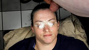 huge homemade facial right in her eyes