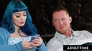 PAWG Jewelz Blu catches horny French boyfriend in mutual masturbation with cunilingus and huge cumshot on ass.