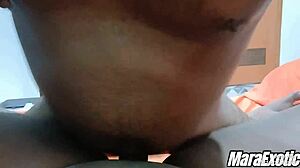 Pregnant ebony housewife takes deep creampie from big black cock in rainy morning doggystyle pounding