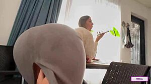 Hey, I totally banged my stepmom while she was chatting on the phone with her boss. It was so risky!