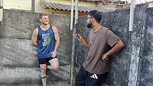 Meninas passionately making out while boyfriends are away