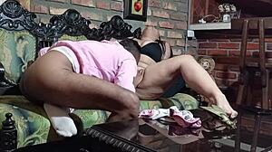 Amateur brunette Latina bends over for deepthroat and doggystyle creampie. She screams as I lick her vagina until she cums hard in homemade session.