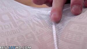 Dripping naughty japanese slut licks and deepthroats cock before rough garage fuck with clothes ripped