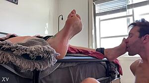 Clown costume bondage with tied up feet tickling and vibrator play in Halloween fantasy!