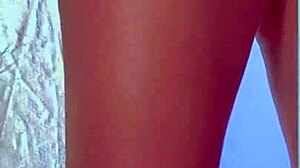 College Desi in Sexy Dress and Sneakers Plays with Glass Dildo for Anal Orgasm!