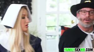 Step Family Enjoys Thanksgiving with Taboo Fucking in Group Session