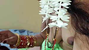 Newlywed Indian wife gets intense fucking with blowjob and dirty talk on wedding night