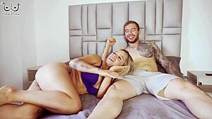 Petite Teen Blonde Shares Bed With Stepbrother And Ends Up Deepthroating His Cock In Blowjob