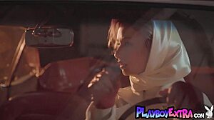 Hey check out petite teen 18+ blondie Polina stripping to show her shaved pussy in vintage car