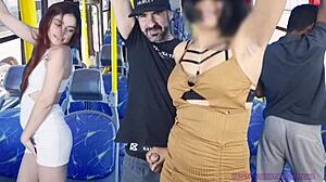 whoa, cumshot on that big ass in public on the bus