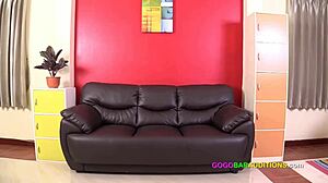 Asian Thai Girl With Boobs Bigger Than DDDs In Bar Casting Interview On Sofa In Bangkok