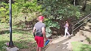 Petite Latina Athenea Rose Fucks Stranger's Big Black Cock in Park