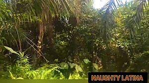 Amateur young 18+ ebony gets outdoor river sex with bbc black dick pounding big ass doggystyle and wet pussy fingering hard.