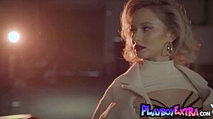 Hey check out petite teen 18+ blondie Polina stripping to show her shaved pussy in vintage car