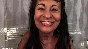 Wiggling my saggy tits and masturbating with a dildo makes me orgasm hard