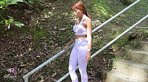 Petite Latina Athenea Rose Fucks Stranger's Big Black Cock in Park