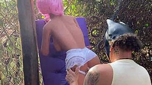 blonde sex toy gets assfucked again with toys